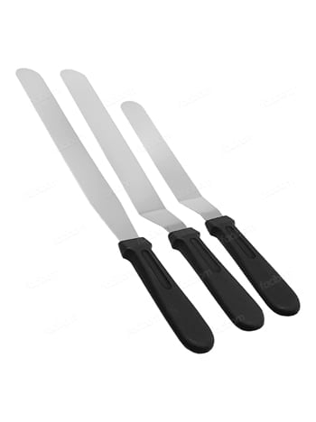 Kit 3 Espátulas Grande Confeiteira Em Aço Inox Decorar Bolos Tortas De Cozinha